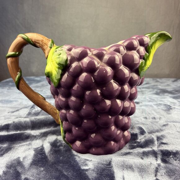 Vintage Grape Pitcher Martha Stewart Collection For Macys Ceramic 8" T x 11" W - Picture 4 of 9